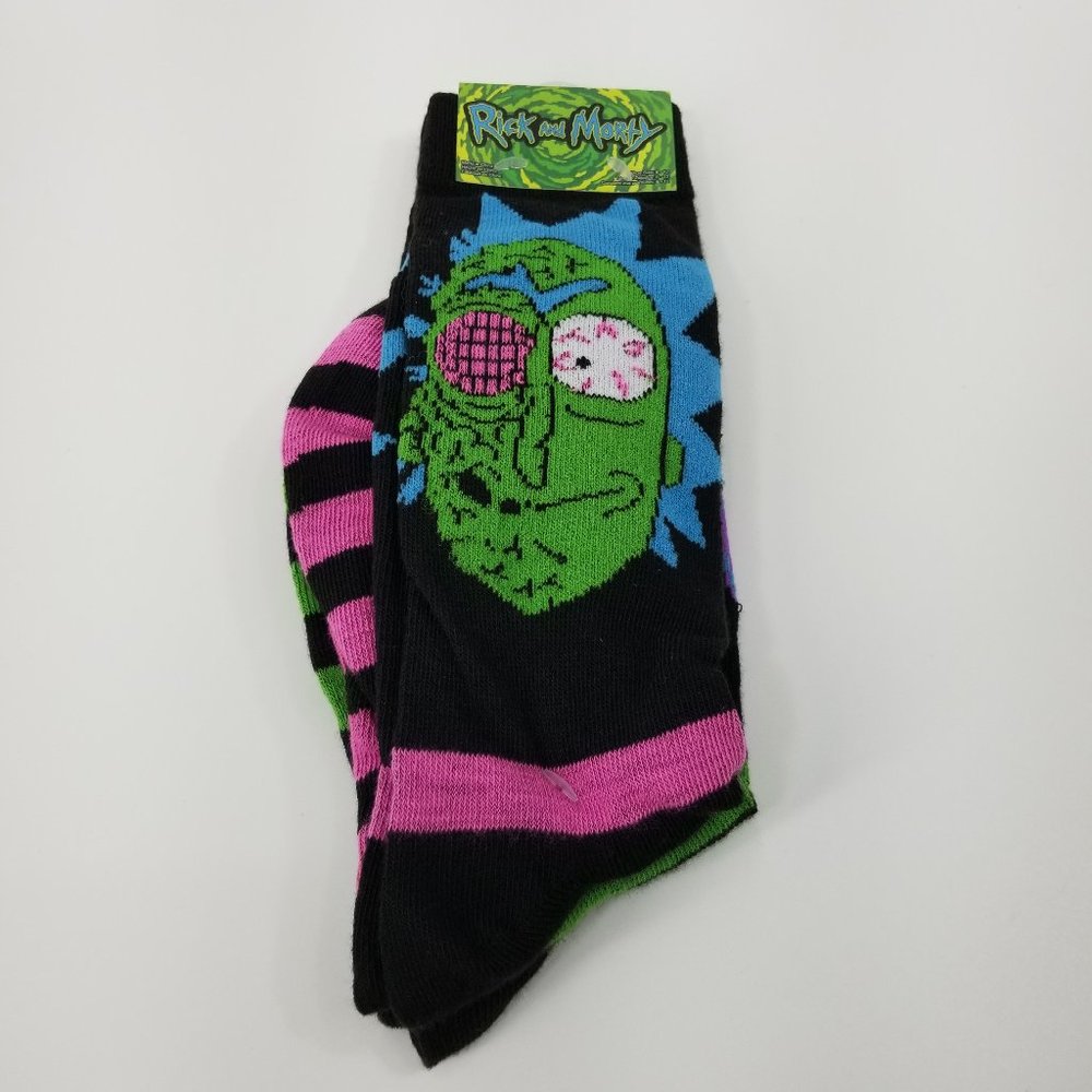 Rick and Morty 2 Pack socks Psychedelic Alien Striped - Picture 2 of 7